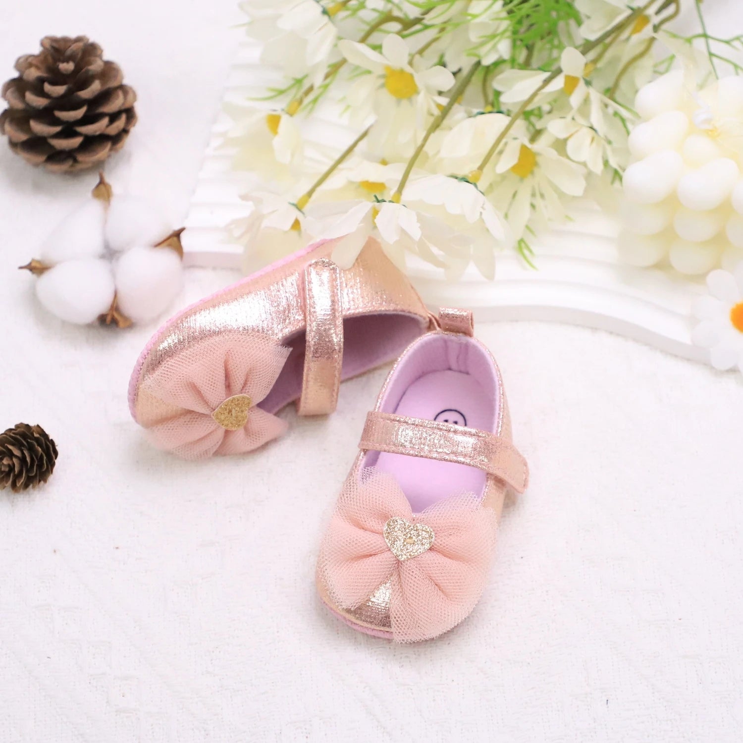 Baby Steps Schuhe Babys erste Lauflernschuhe Babyschuhe Atmungsaktiv Rutschfest Mädchen Modeschuhe Prinzessinnen Spitzenstil