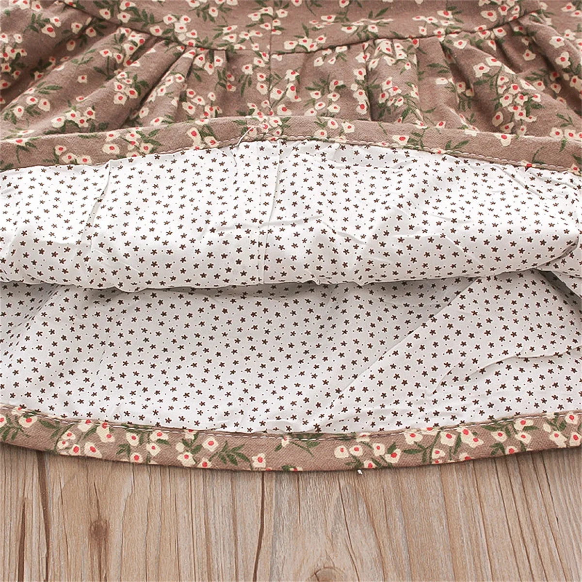 Fall Winter New Girls' Dress Lapel Floral Full Camp Bow Ribbon Lace Pleated Puffy Sleeves Sweet Girls' Dress