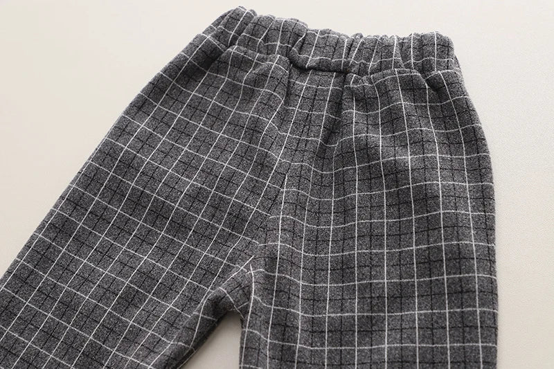 Children Clothing Spring Autumn Baby Boys Wear Infant Lapel Plaid T-Shirt Pants 3pcs/sets Toddler Casual Suit 0-5 Years