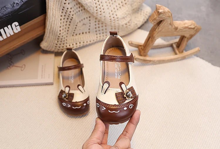 Baby Girls Leather Shoes with Cartoon Ornament 2026 New Spring Toddler Ballet Flats Soft Sole Trendy Kawaii Style Party Dress Up