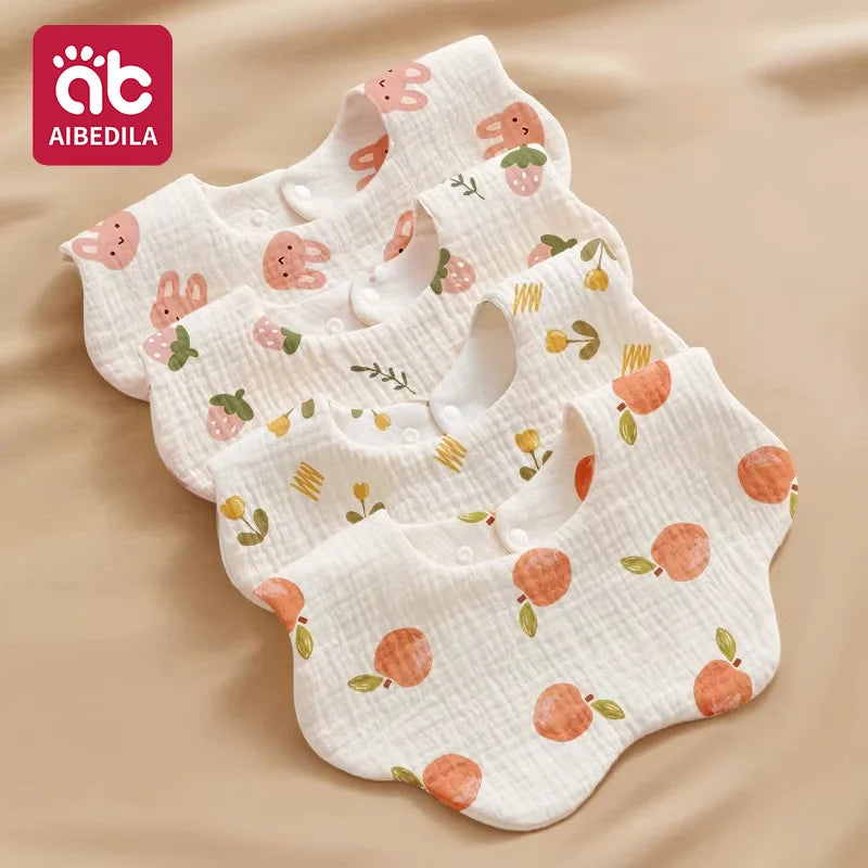 AIBEDILA Soft Baby Bibs Bandana Saliva Towels Burp Cloths Newborn Infant Toddler 0-1Y Comfortable Waterproof Feeding Bibs 2/3/4﻿