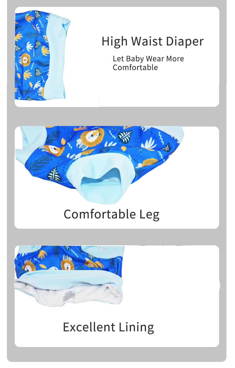 Eezkoala  Swimming Diaper Newborn Baby High Waist Swim Nappies Washable Baby Swimwear Cloth Diapers