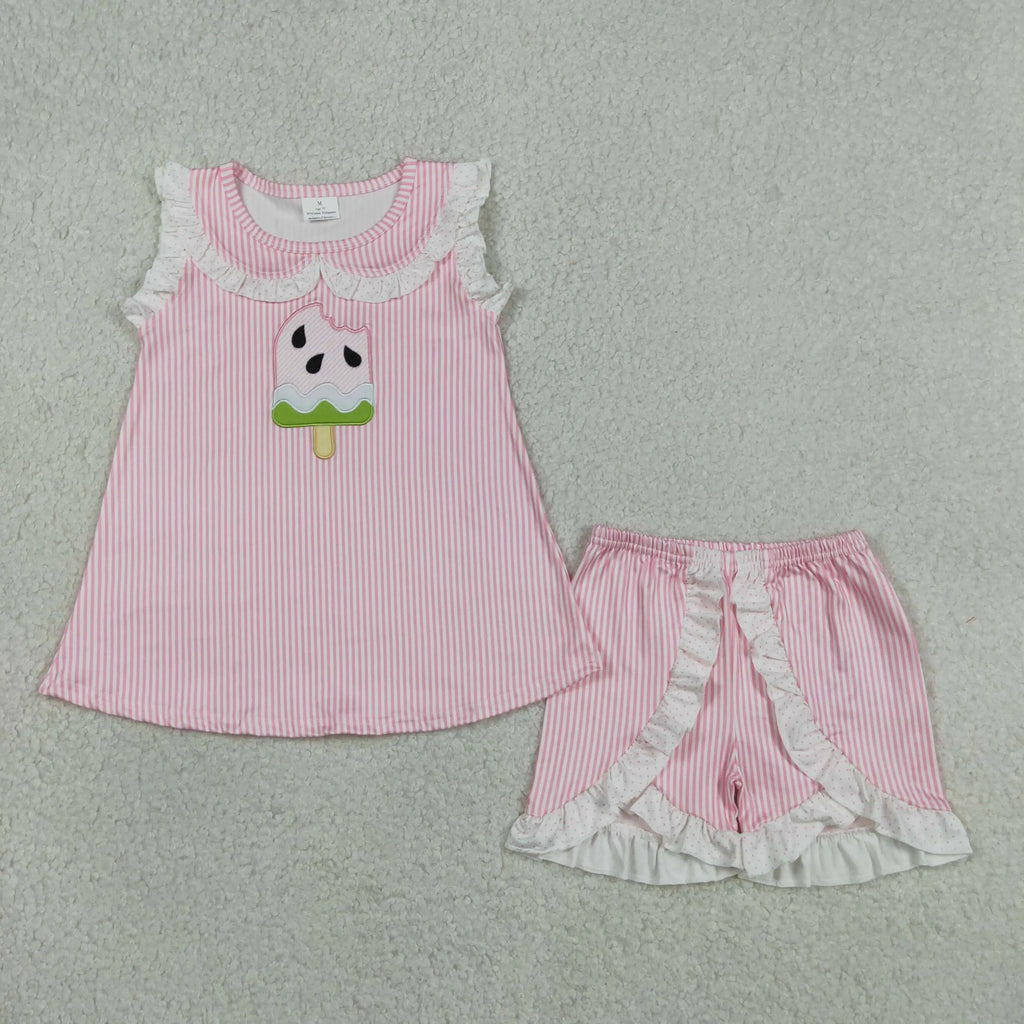 Summer clothing Baby Girls outfits Toddlers Girls wholesale boutique Embroidery Fishes Baby Girls Tunic Shorts Clothes