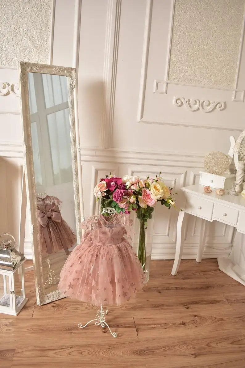 Pink Mommy And Me Outfits Mother Daughter Matching Dresses Long Sleeve Side Split Mom And Daughter Dresses for Photo Shoot