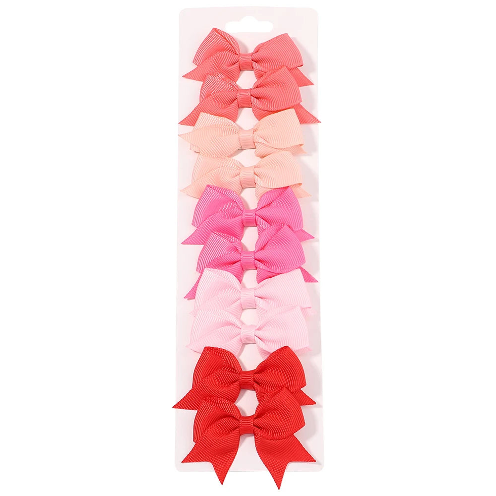 10 Stück/Set einfarbige Kinderhaarschleifen Haarklammern für Baby Mädchen handgefertigte Bandschleifen Haarnadeln Haarspangen Neujahr Haaraccessoires