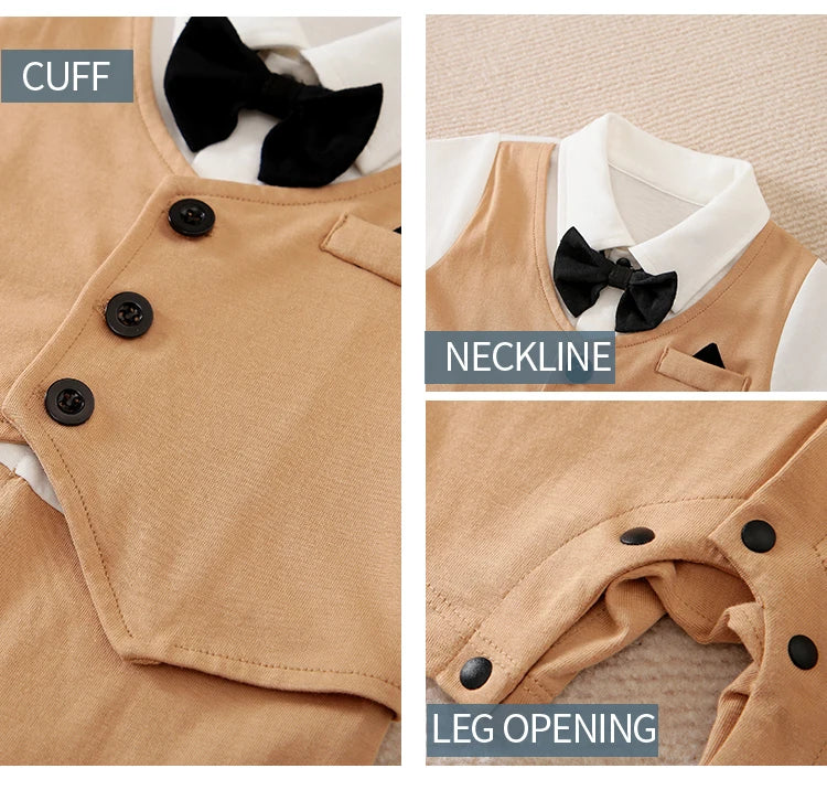 0-18 Baby-Bodysuit Gentleman Style Elegant Formell Baumwolle Bequem Weich Jungen Und Mädchen Sommer Kurzarm Neugeborenenkleidung