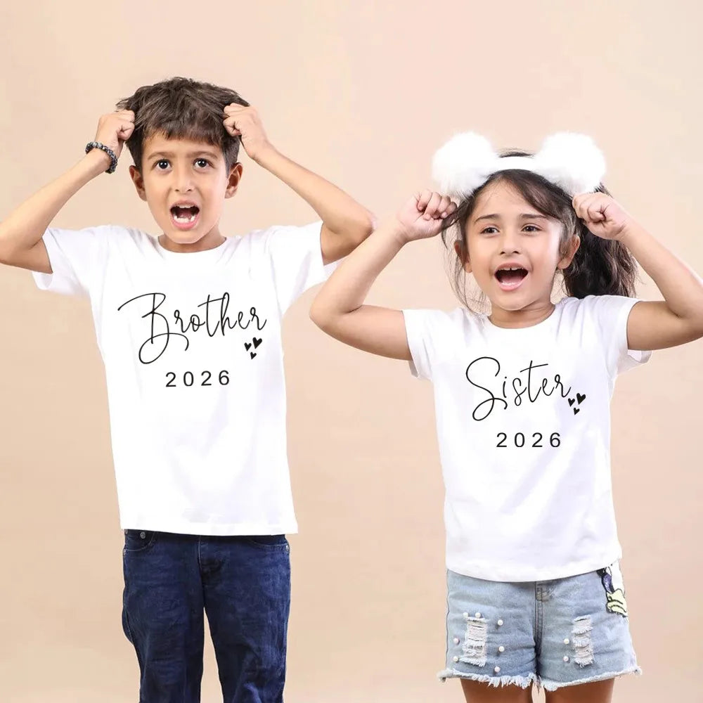 New Daddy Mommy Brother Sister Baby 2026 Family Matching Outfits Father Daughter Son Clothes Look T-shirt Dad and Me Baby Shirts