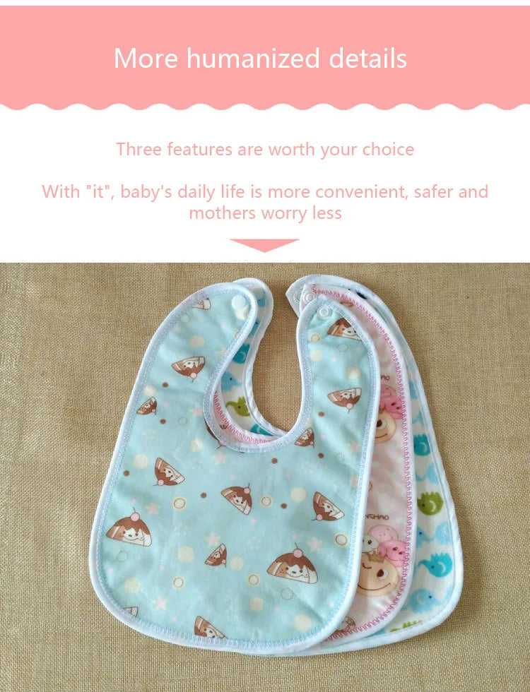 Baby Cartoon Snap Waterproof Bib Super Soft Baby Bib Newborn Crystal Velvet Saliva Towel
