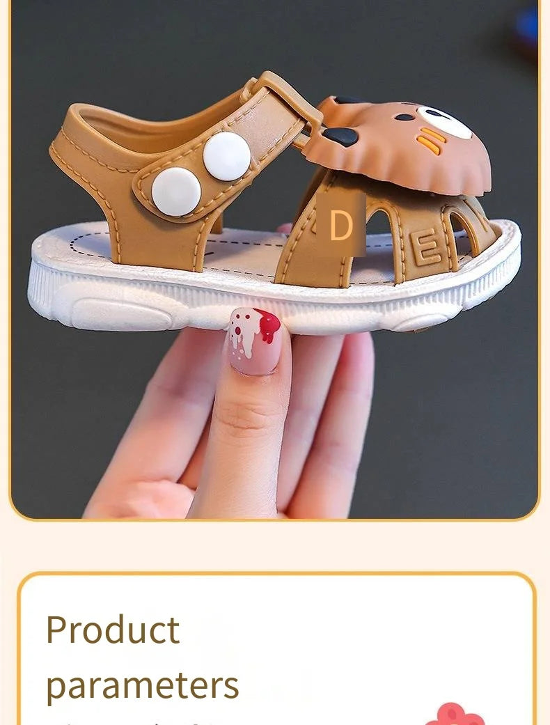Children's Sandals 2024 Summer Boys Anti-kick Non-slip Soft-soled Infants and Toddlers 0-3 Years Old Baby Bag Head Toddler Shoes