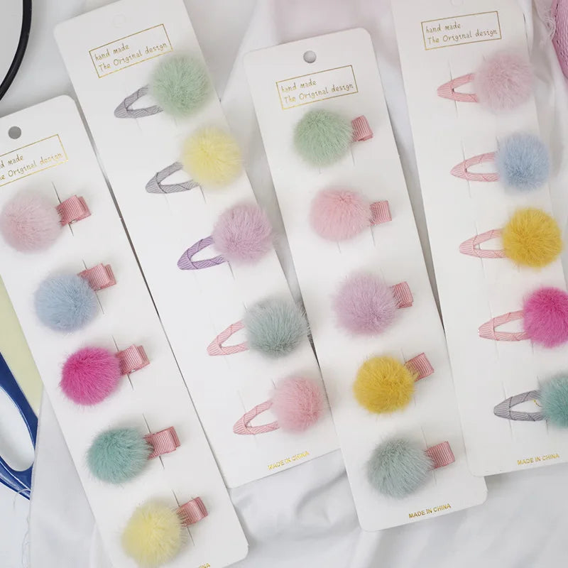 5 horquillas para bebé lindas, color caramelo, pompones, minipinzas para el pelo de niñas pequeñas, accesorios para el pelo de bebé, accesorios para la cabeza de niños pequeños