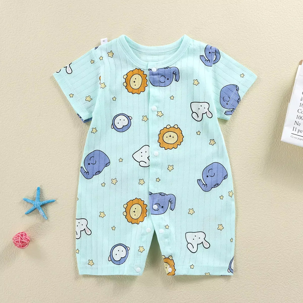 Baby Bodysuit 0-1 Years Cotton Jacquard Snap Closure Crawling Outfit Simple and Trendy Lightweight Romper
