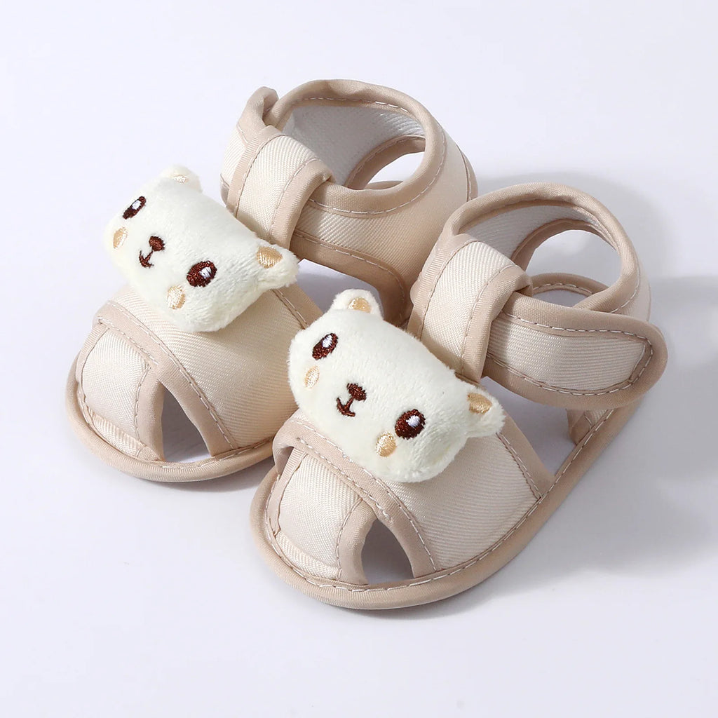 Summer New Toddler Sandals Cute Cartoon Bear Newborn Prewalker Cotton Sandal Soft Baby Girl Non-slip Sole Infant First Walkers
