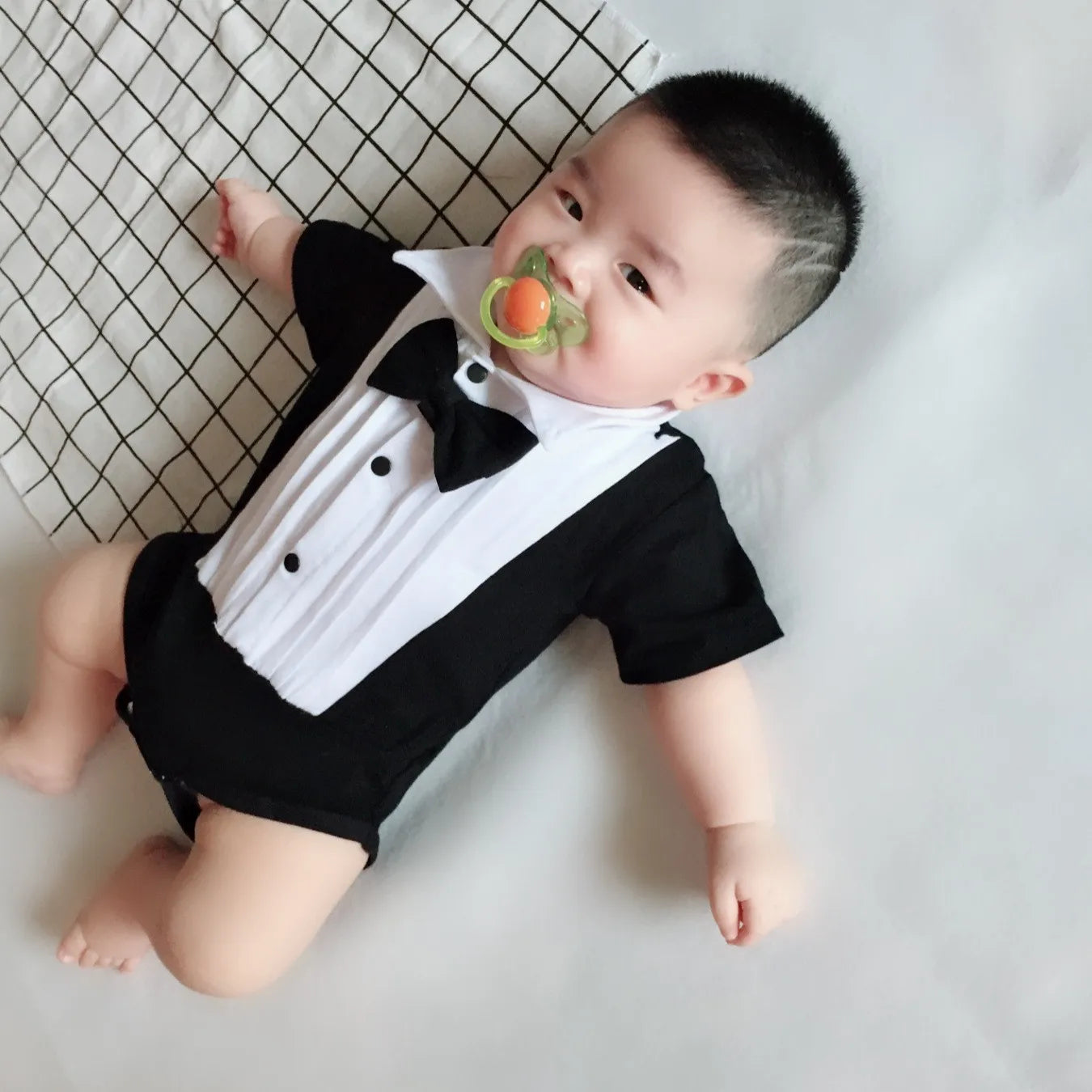 Mameluco de caballero para bebé niña o niño, con camisa, solapa, manga corta, conjunto para recién nacido, mono para bebé o infante