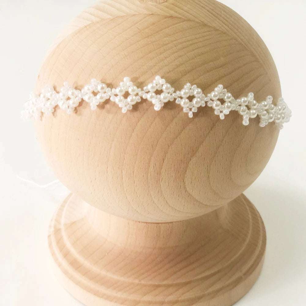 Newborn Headband for Photography Props Flower Baby Girl Tieback Flowers Pearl Wreath Newborn Photography Infant Hair Accessories