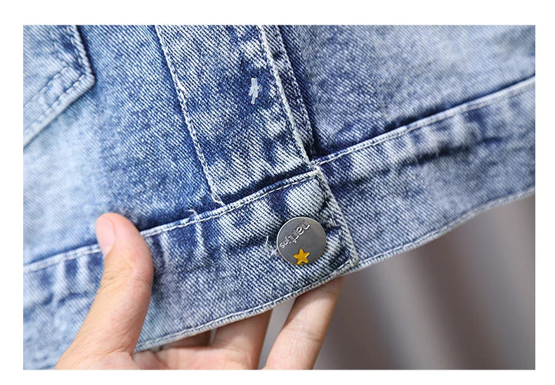 2-9 Years Babi Girls Denim Jacket New Fashion Baby Kids Jean Coats For Girls Cute Lace Bow Design Children Outerwear Clothing