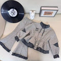Mädchen Frühling Herbst Set Neuer Stil Kinder Baby Stylisch Puppenkragen Cardigan Lässige Hose Zweiteiliges Set Trendy