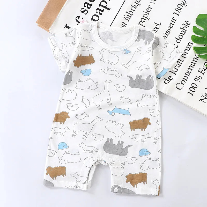 2025 Climbing Clothes Pure Cotton Summer New Version Of Male Baby Thin Female Short Sleeved Children Onesies Kids Clothes