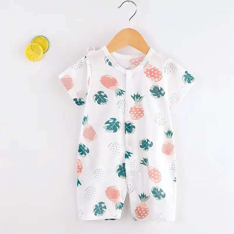 Baby Bodysuit 0-1 Years Cotton Jacquard Snap Closure Crawling Outfit Simple and Trendy Lightweight Romper