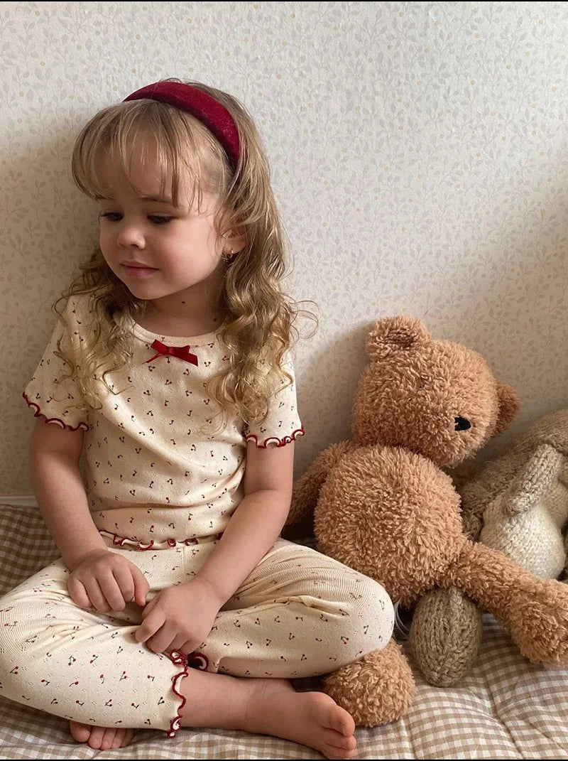 1-6T Kleinkind Baby Mädchen Kleidung Set Sommer 100% Baumwolle Langarm T-Shirt Top Hose Anzug Hauskleidung Stretch 2-teiliges Schlafanzug-Set