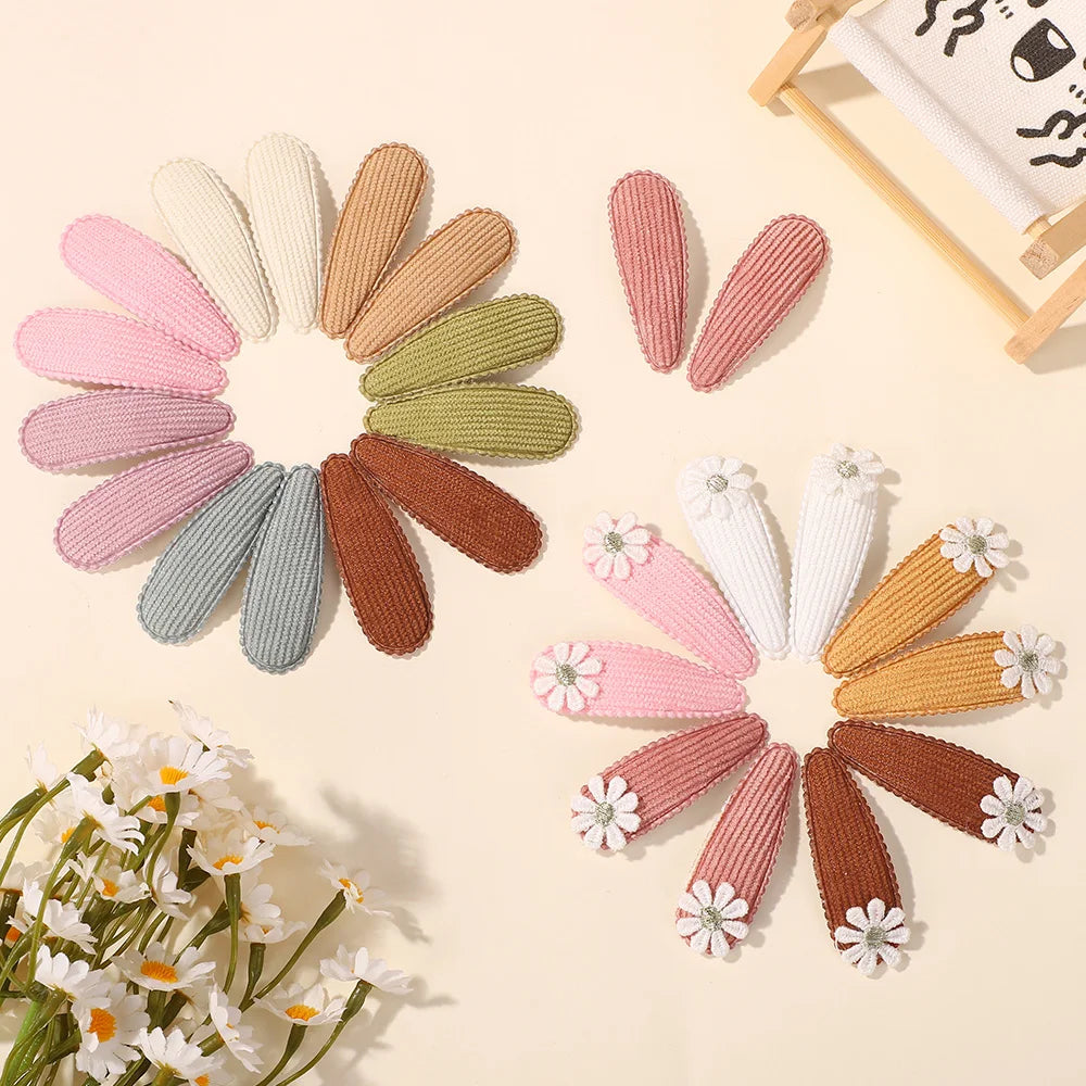 20Pcs Sweet Random Color Hair Clip Flower BB Hairpins Cute Handmade Printing Barrettes Bangs Clip Headwear Baby Hair Accessories