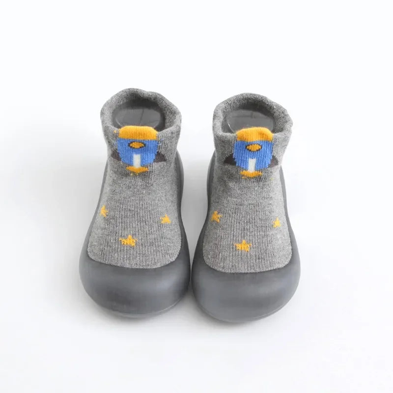 Baby Shoes Socks Anti-slip Cartoon Animal Fox Shoes Infant Girls First Walkers Boy Soft Sole Rubber Outdoor Toddler Pink Shoes