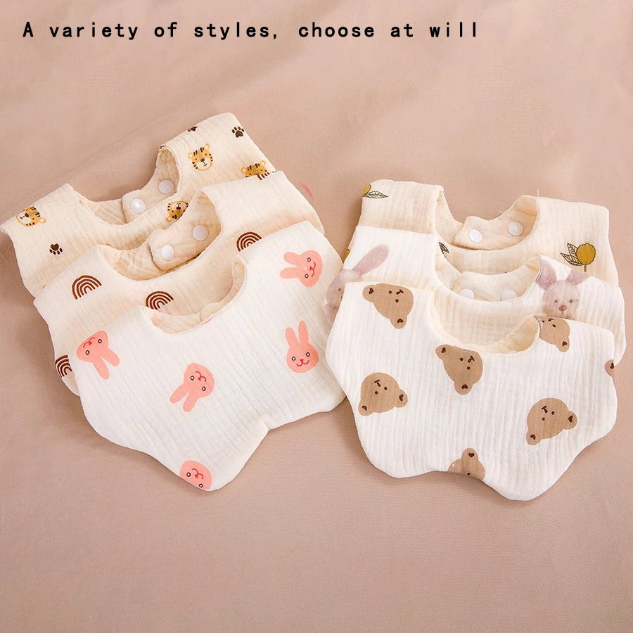3 Baby Bibs, Soft Petal-Printed Baby Saliva Towels, Universal Feeding Bibs for Babies, Suitable for Use at Home and When Going Out