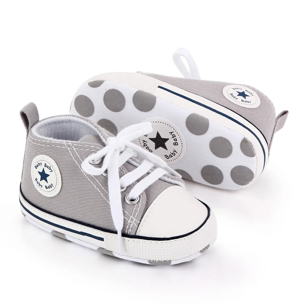 Spring New Baby Shoes Boy and Girl Classic Canvas Casual Sneakers Soft Sole Non-Slip Walking Newborn Toddler Shoes First Walkers