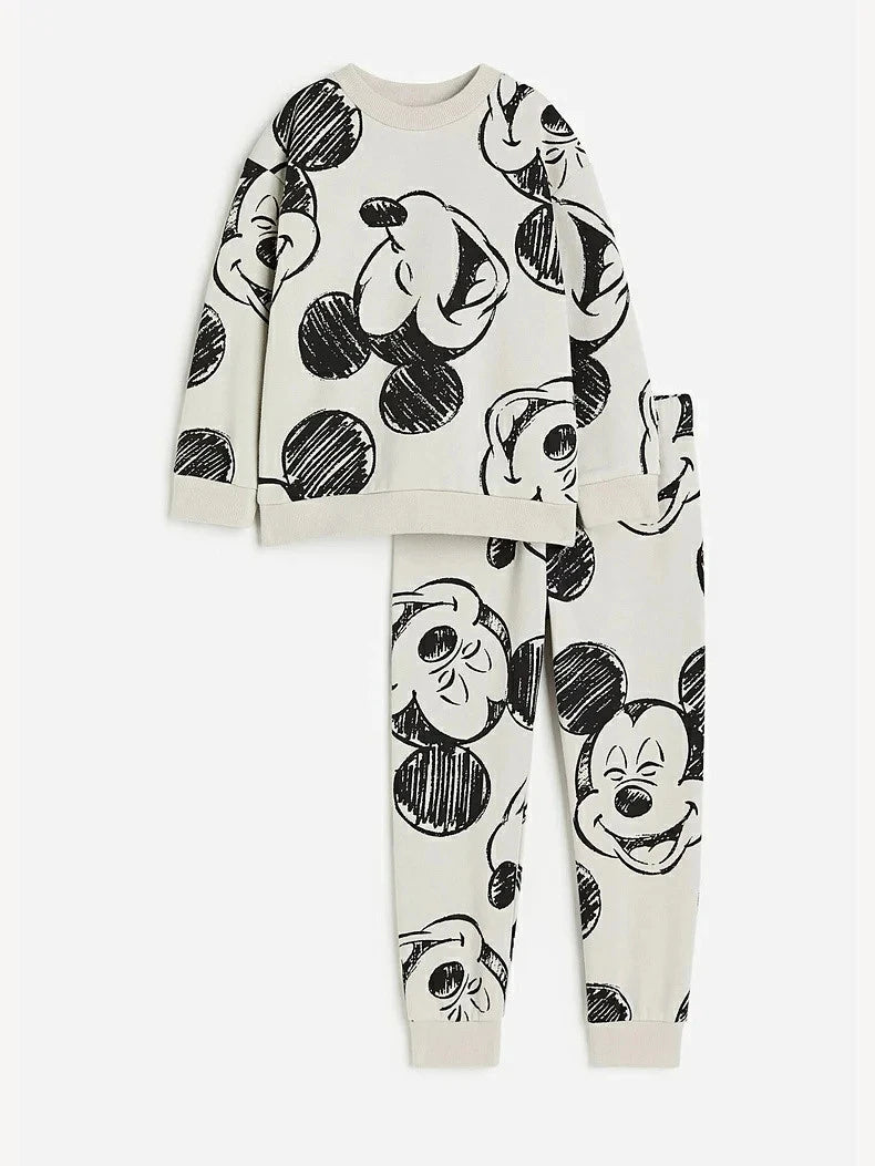 Autumn New Child Costume Mickey Hoodies +Pants 2Piece Set Fashion Casual Outfits Kids Crewneck Tops Pants Long Sleeve Outfits