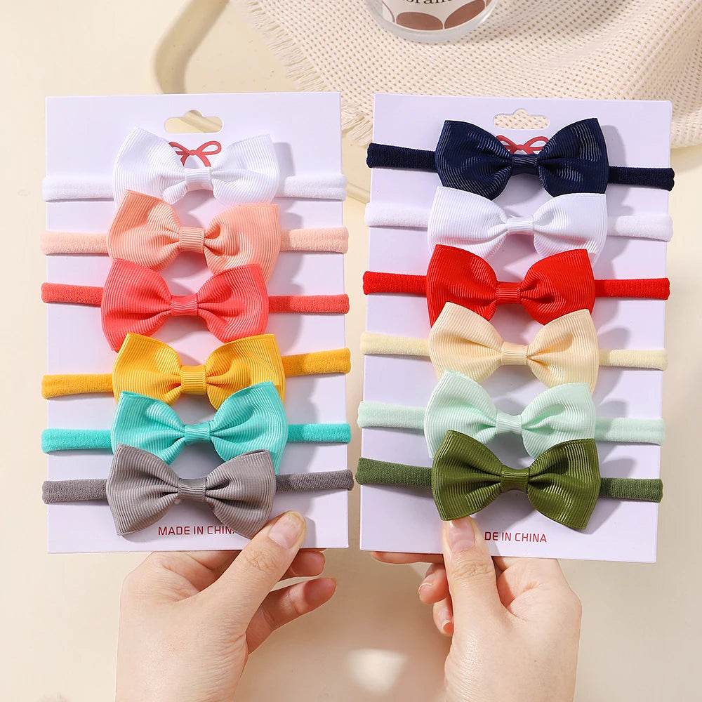 5Pcs/Set Elastic Baby Headband Solid Corduroy Ribbon Bow Headscarf Hairband Newborn Cute Knitted Headband Babe Hair Accessories