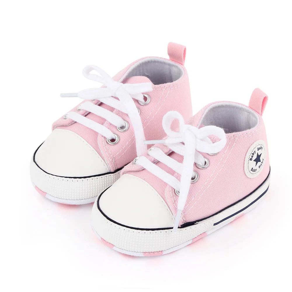 New Baby Shoes Boys Girls Classic Canvas Casual Sneakers Spring Newborn First Walker Toddler Soft Sole Non-Slip Walking Shoes