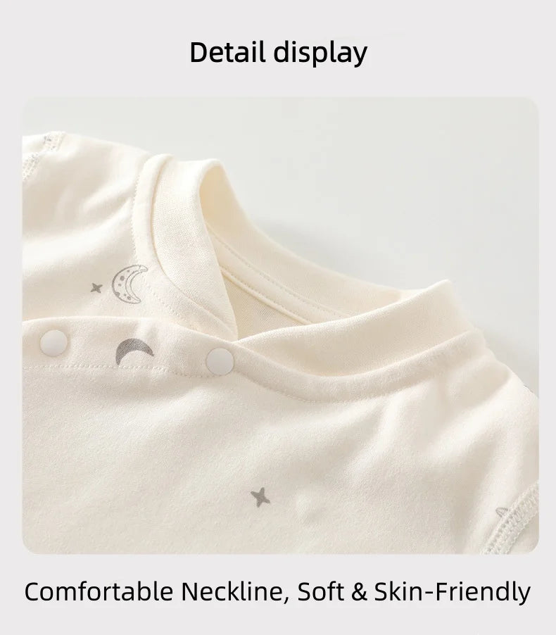 Baby Clothes 2Pcs Infant Spring Cotton Pajama Set V-Neck Long Sleeve High Waisted Belly Warming Printed Infant Clothing