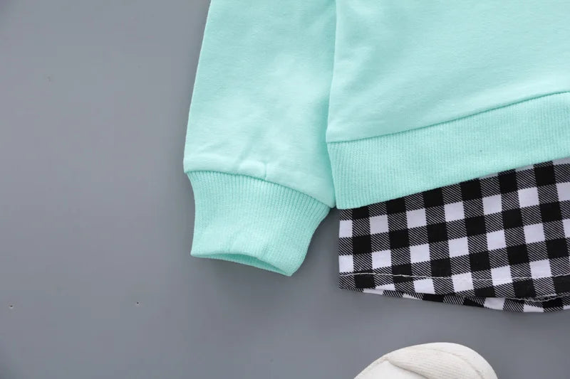 Children's Clothing Sets Bow Plaid Long Sleeve Top + Pants 2pcs Sets Toddler Girl Clothes Kids Boutique Clothes Baby Outfit Set