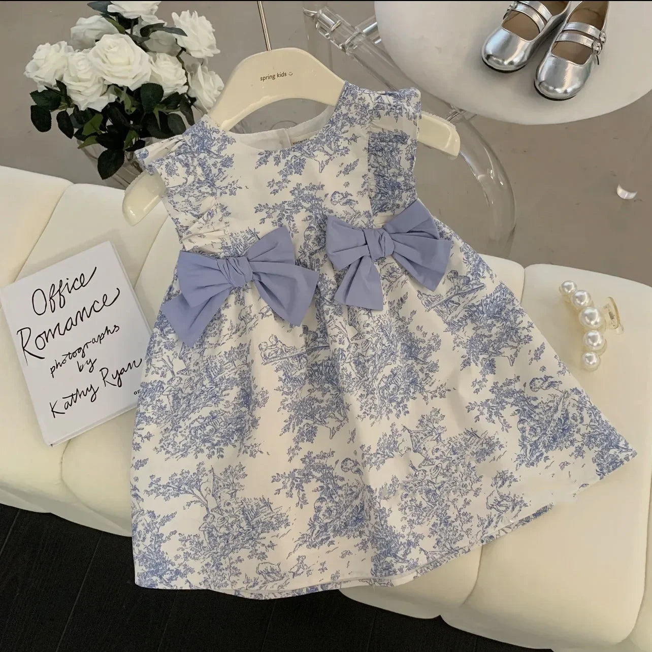 Family Matching Clothes Spring Summer Dress Mother Daughter Sleeveless Cotton Dress Father Son Shirt Baby Girl Cute Bow Dress