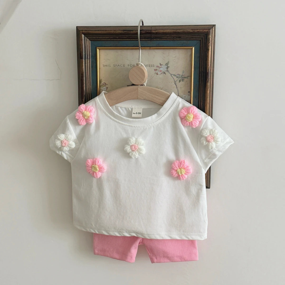 Summer Baby Girls Clothes Set Cartoon flower T-shirt+Shorts Leisure Home Clothing Suitable for babies aged 0-3 years old