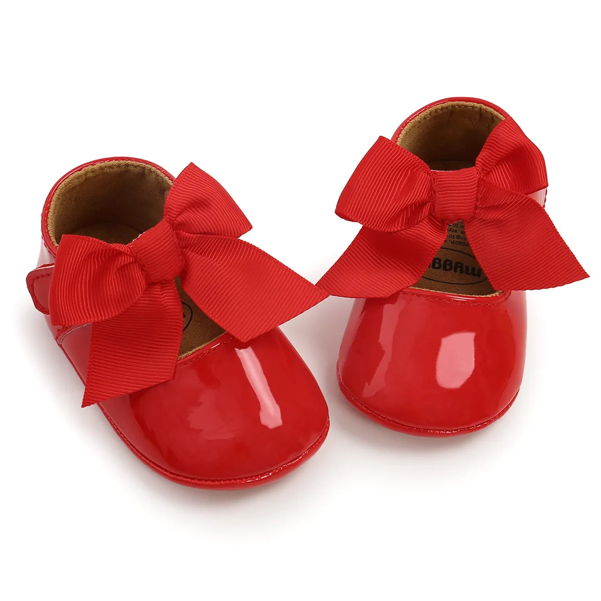 Bailarinas con nudo de lazo para bebé, suela de goma antideslizante, zapatos de PU para primeros pasos, zapatos de vestir para cuna de bebé