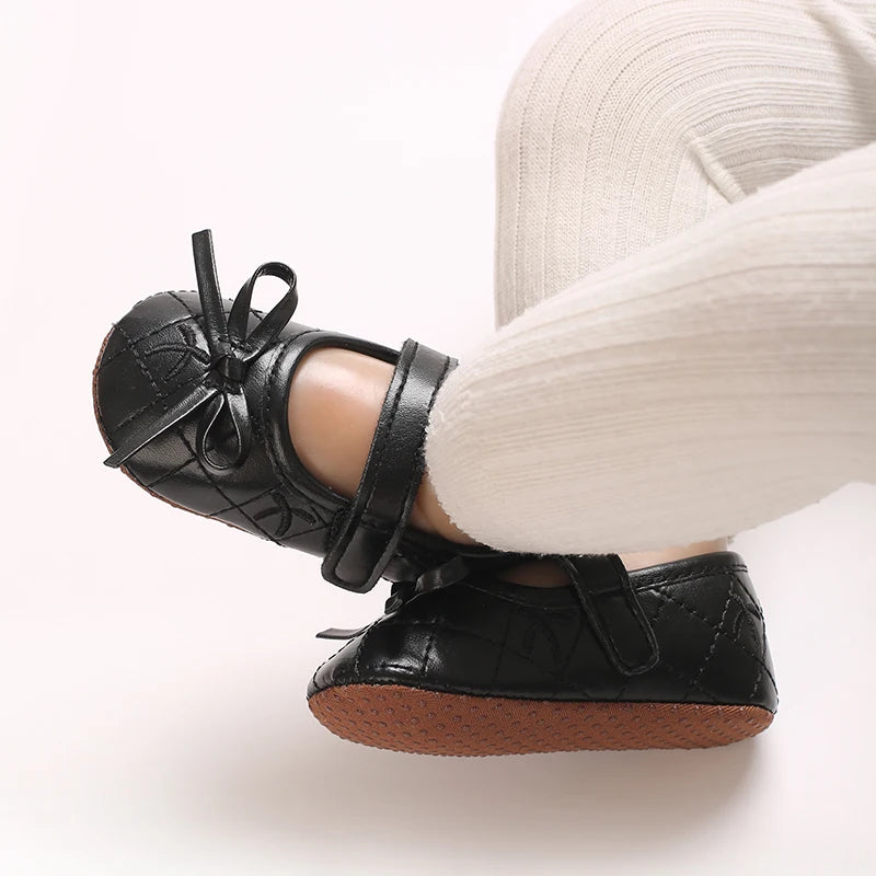 0-18M Baby Girl Leather Shoes New Spring And Autumn Bow Princess Shoes Baby Soft Sole Single Shoes Baby Walking Shoes