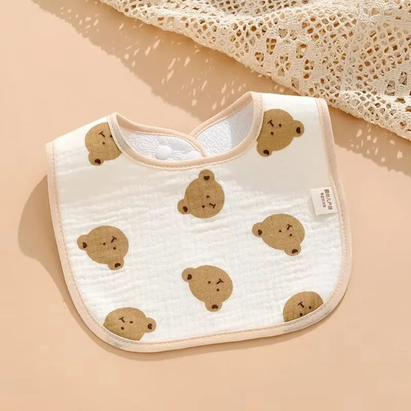 7pcs Cotton Baby Bibs Waterproof Burp Cloths Newborn Saliva Towel Cartoon Print Babies Accessories Baby Feeding Bib Items