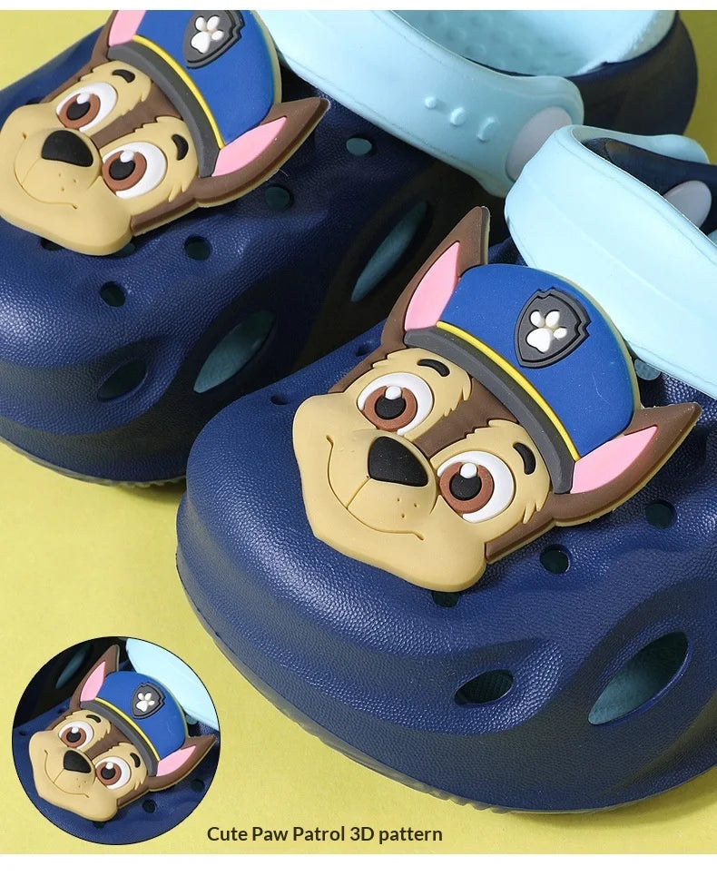 Zuecos de Chase de La Patrulla Canina | Adorable perro 3D + decoración de naturaleza | Correa ajustable | Pantuflas transpirables de EVA para niños pequeños
