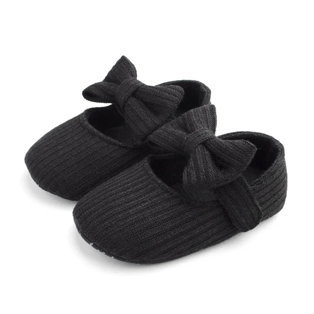 Newborn Baby Shoes Cute Bow-Knot Soft Sole Non-Slip Infant Walking Shoes for Girls 0-18 Months Princess Style First Walkers