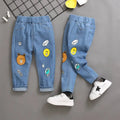 Jeans de niños de primavera otoño, pantalones vaqueros elásticos de algodón con estampado empalmado, pantalones de mezclilla coreanos para adolescentes, ropa infantil