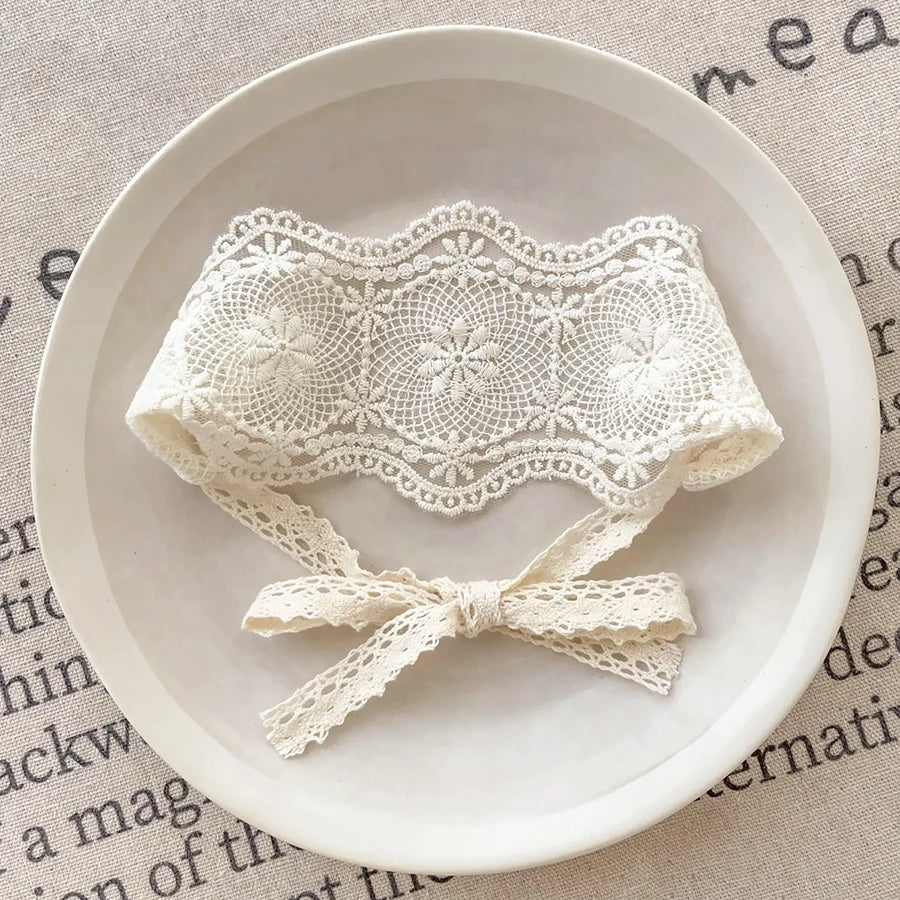 Ins Girls Hollow Headbands Baby Elastic Hair Band Newborn Lace White Floral Sweet Princess Hairband Photo Props Hair Accessories