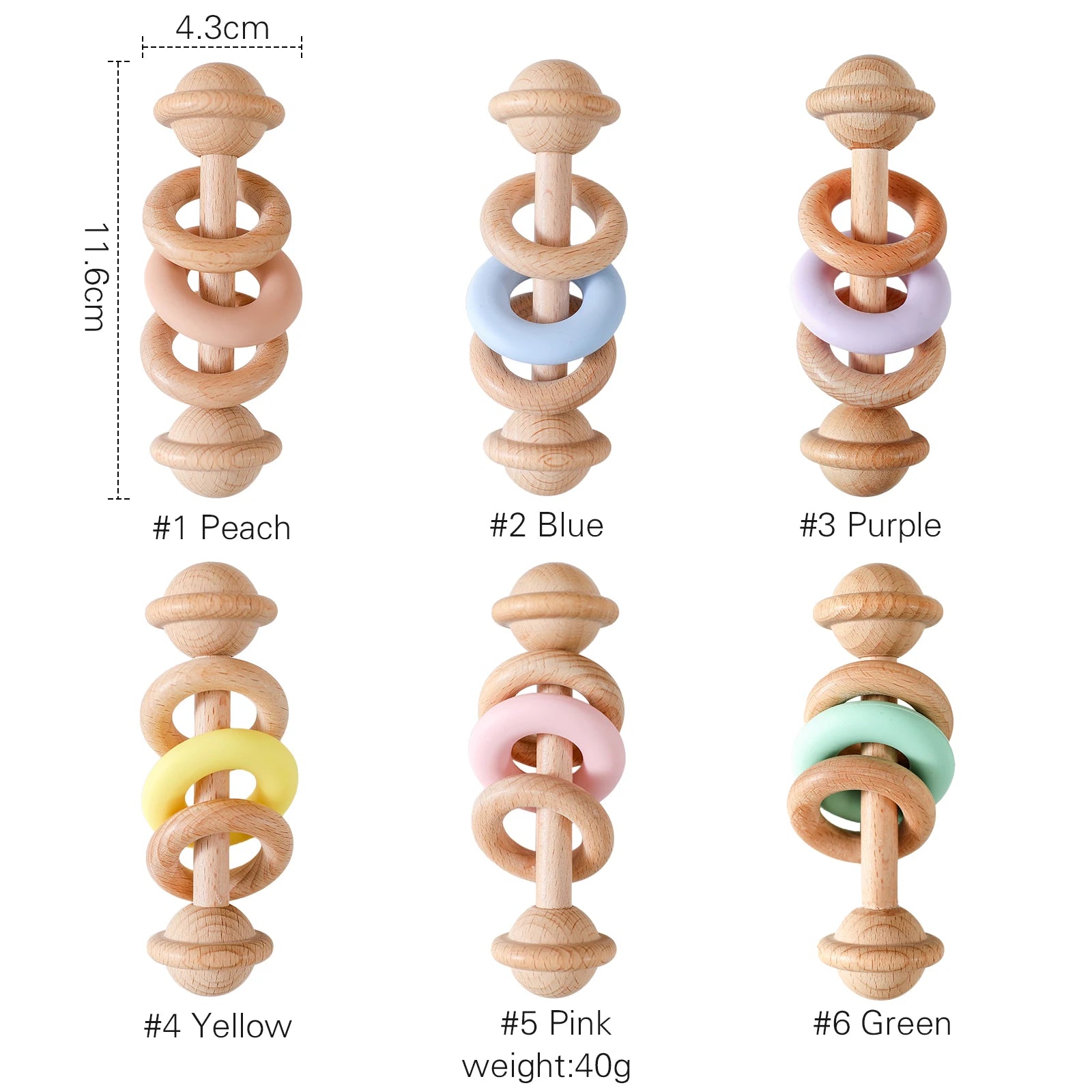 BPA-free Baby Toys Wooden Rattles Silicone Ring Rattles and Mobiles Babies 0–12 Months Sensory Toys Wooden Teether Baby Gifts