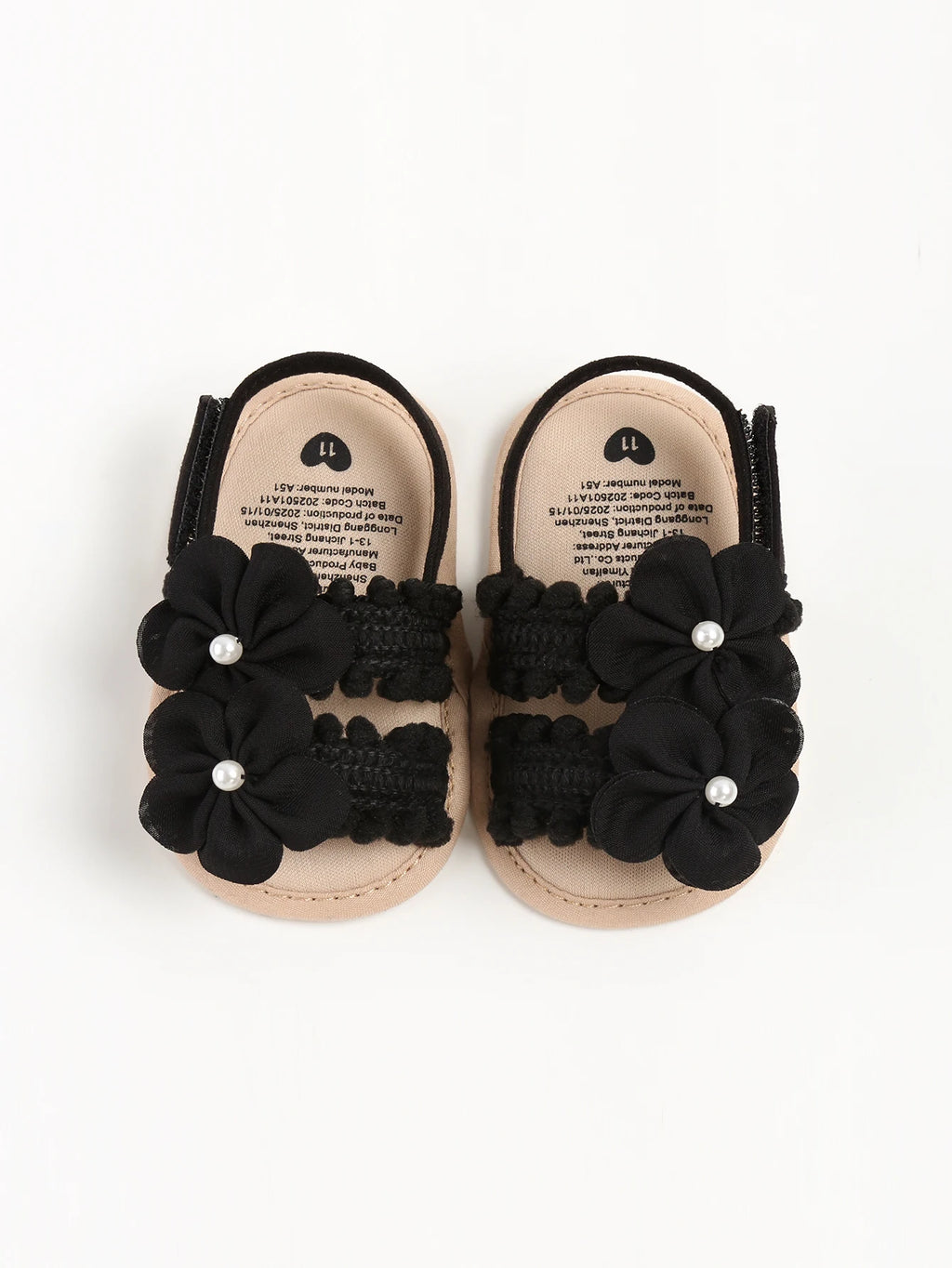 Cute princess baby shoes with spring and autumn small flower soft sole suitable for 0-1 year old babies to wear
