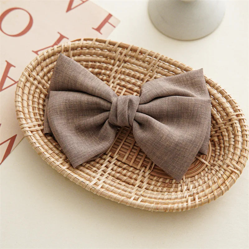 Children Bow Hair Clips Baby Girls Sweet Princess Hairpin Solid Color Spring Hairpin Fabric Barrettes Kids Hair Accessories