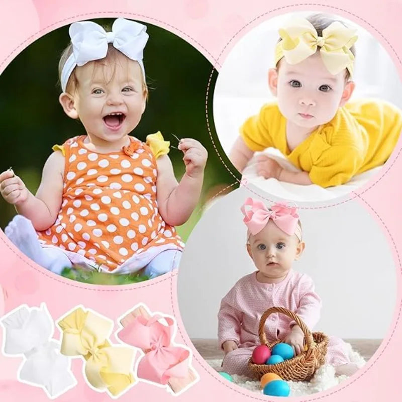 Baby Girls Big Bow Headband and Knee High Socks Cute Bows Lace Soft Super Elastic Headband for Newborn Infant Toddlers Headwear
