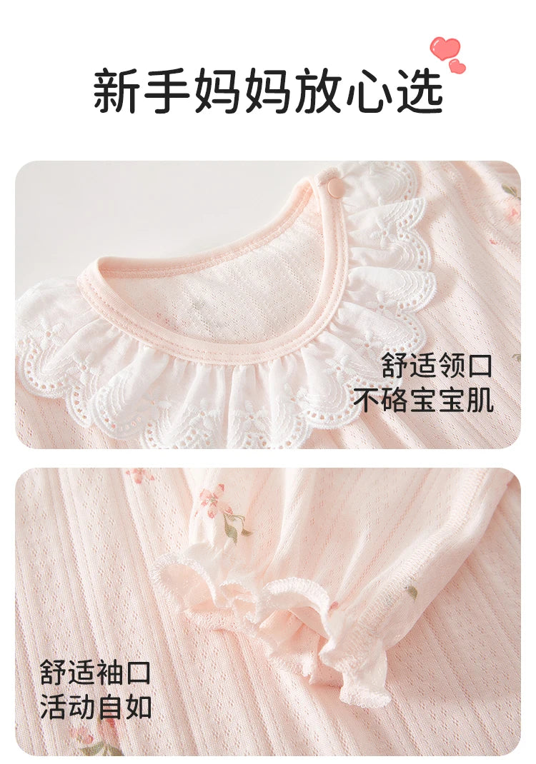 Babykleidung Sommer Outfit für Mädchen, Klasse A, 6-12 Monate, Baby Klimaanlagen Kleidung, Zweiteiliges Set, Sommer dünne Faser 80