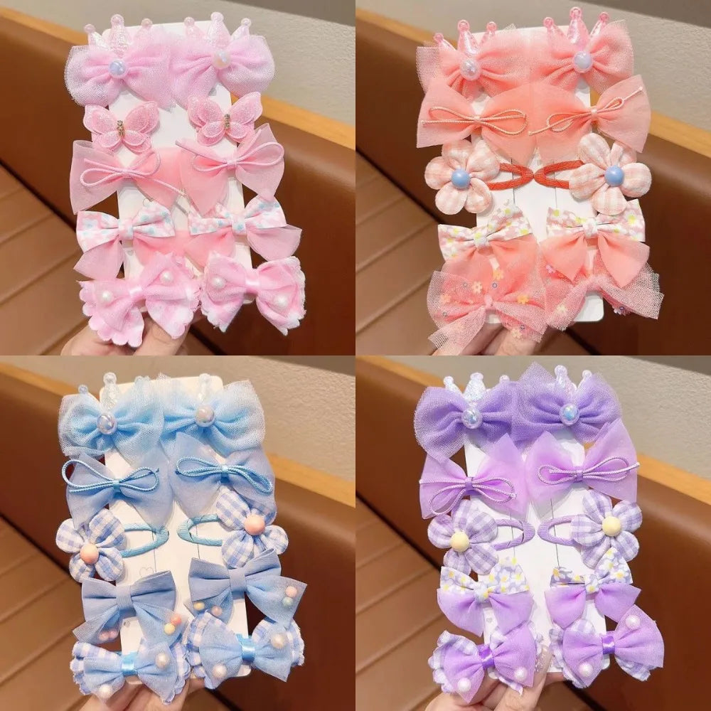 10 Stück süße rosa Haarspangen sind niedlich und vielseitig, Kronen- und Schleifen-Haarspangen, Baby-Haarschmuck-Set für Kinder