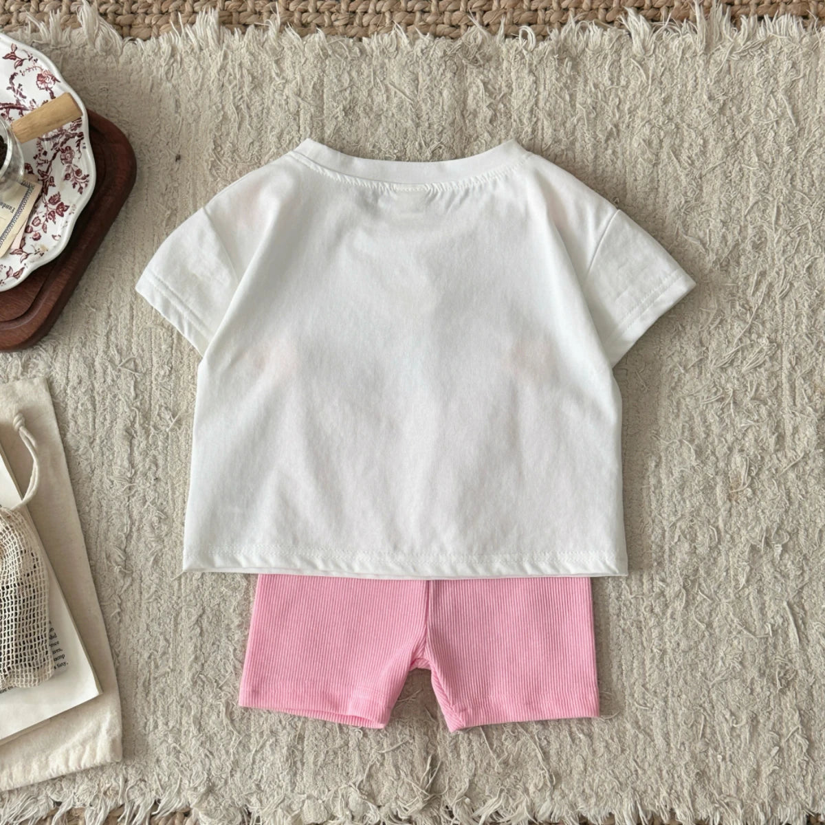 Summer Baby Girls Clothes Set Cartoon flower T-shirt+Shorts Leisure Home Clothing Suitable for babies aged 0-3 years old