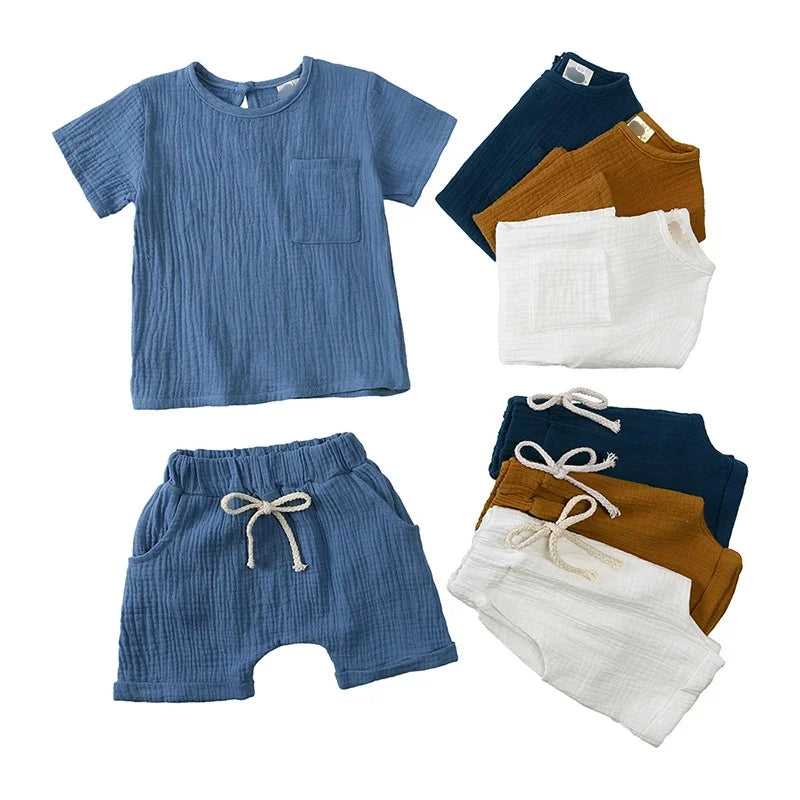 2-teiliges Baby-Outfit-Set aus Baumwolle, Neugeborenen-Mädchenkleidung, Jungen-Kleinkind-Strampler, T-Shirts und Shorts, weiche Kleidung für Babys im Säuglingsalter