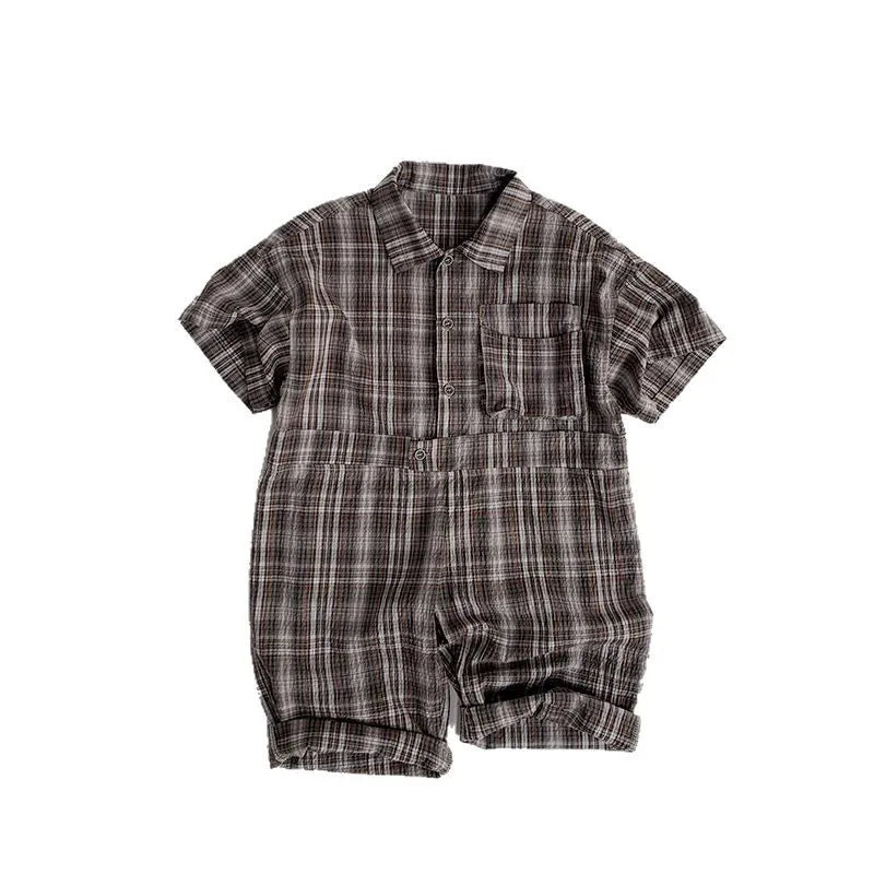 Children's Clothing Jumpsuit 2025 Spring/summer New Item for Boys and Girls, Thin Plaid Jumpsuit for Babies, Children's Pants